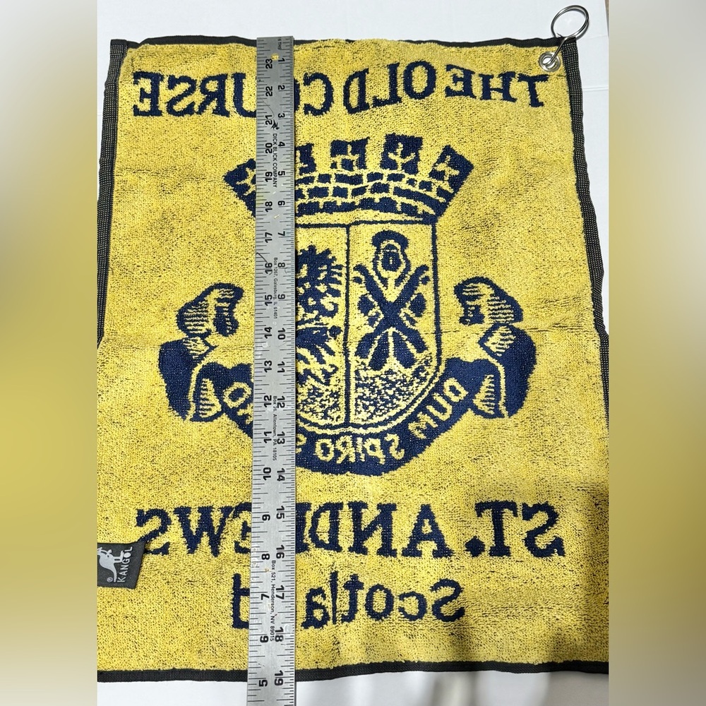 The Old Course St Andrews Scotland Golf Towel Blue & Yellow 100% Cotton Terry - Picture 5 of 6